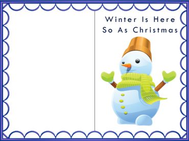 Blue Border Happy Snowman Christmas Card