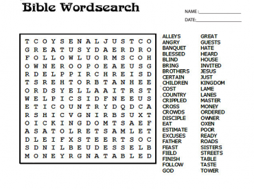 Printable Bibe Word Search Worksheet
