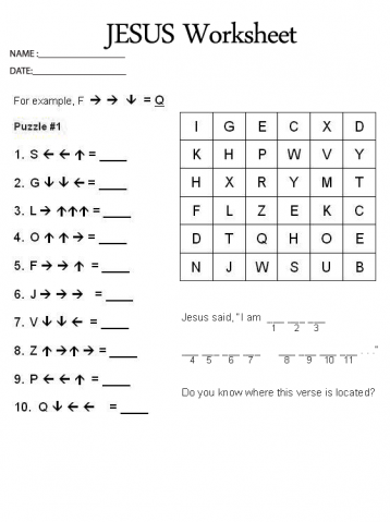 Printable Church Brainteaser Worksheet
