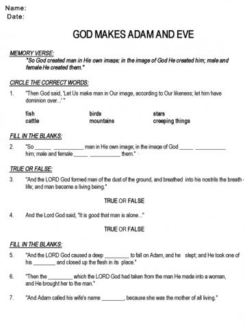 Printable Questions Church Worksheet