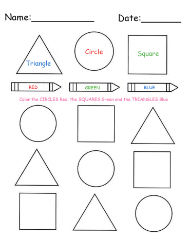 Coloring Shapes Printable Lessons