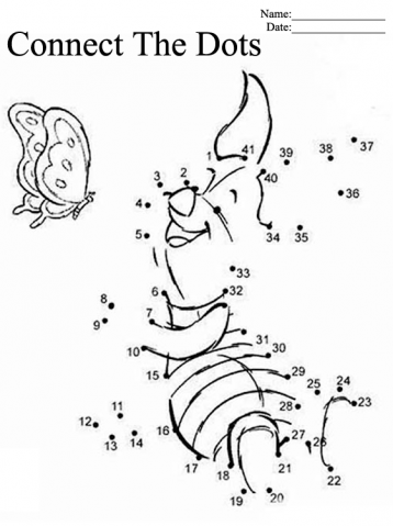 Piglet Connect the Dots Printable Worksheets 
