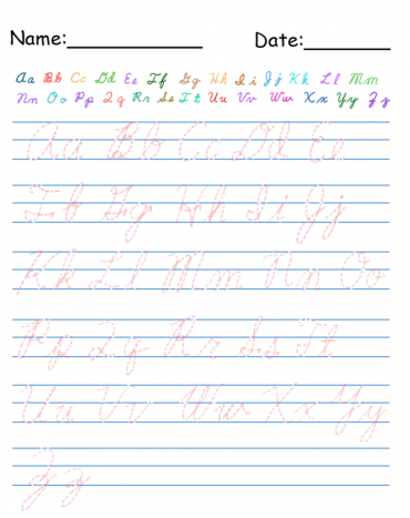 Printable Cursive Alphabet Worksheets