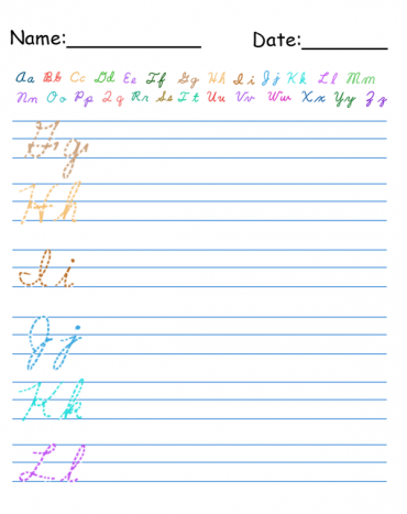 Printable Trace A Letter Cursive Worksheets