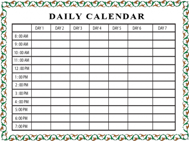 Printable Daily Schedule Calendar