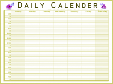 Printable Yellow Daily Calendars