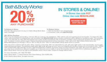Printable Bath and Body Works Coupon