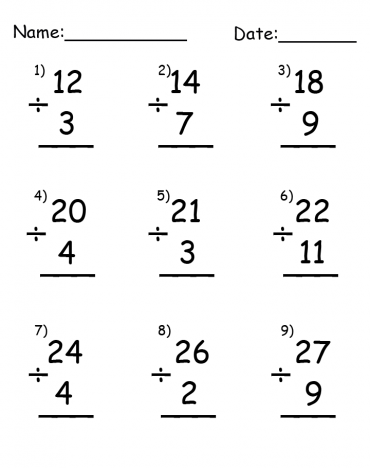Division Up to 27 Printable Worksheets 