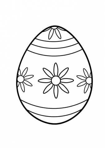 Coloring Page Easter Egg flowers and lines