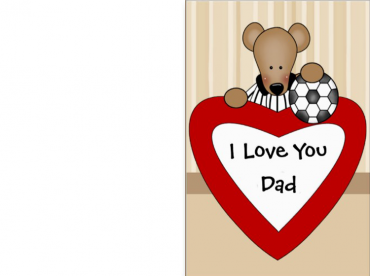 Printable Fathers Day Soccer Bear Cards
