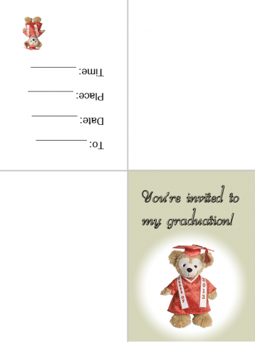 Printable Bear Graduation Invitations