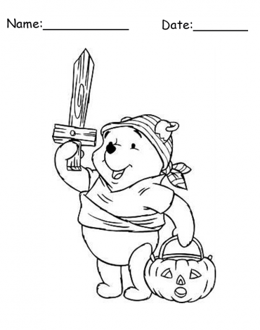 Pooh Printable Halloween Coloring Page