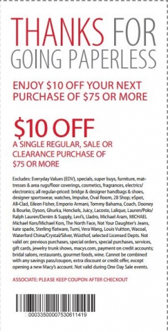 Printable Macy's Paperless Coupon
