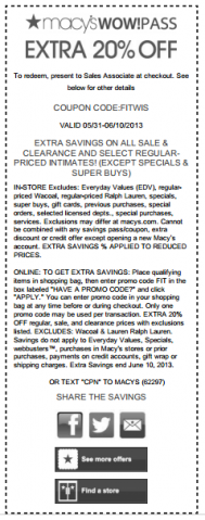 Printable Macy's Wow Pass Coupon