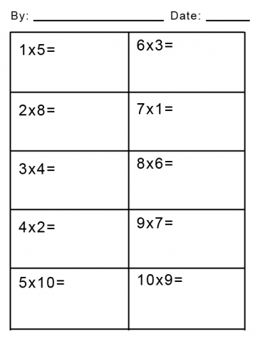 Simple Multiplication Printable Math Worksheets
