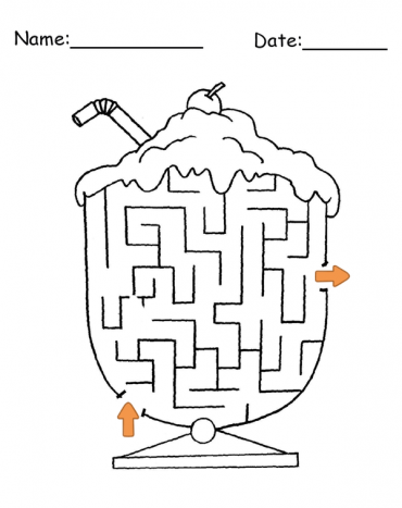 Printable Ice Cream Shaped Maze Game