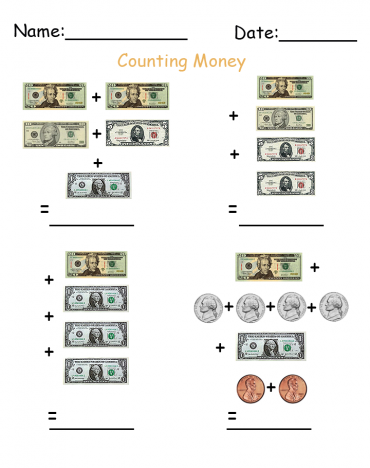 Add Up Money Printable Worksheets