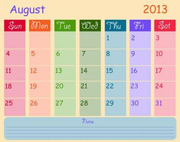 Printable August Monthly Calendars