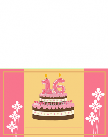 Printable Sweet Sixteen Party Cake Invitations