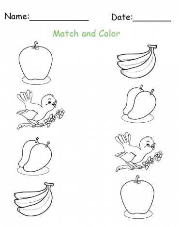 Free Printable Match and Color Worksheet