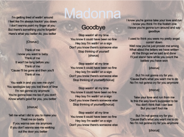 Printable Goodbye Madonna Music Sheet