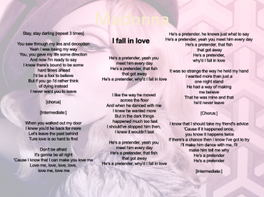 Printable Madonna Sheet Music