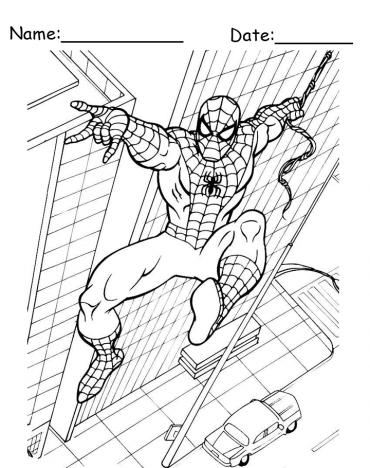 Building Swing Spiderman Printable Coloring Pages