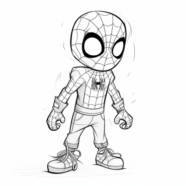 Spiderman Coloring as a Child, little kid coloring Page