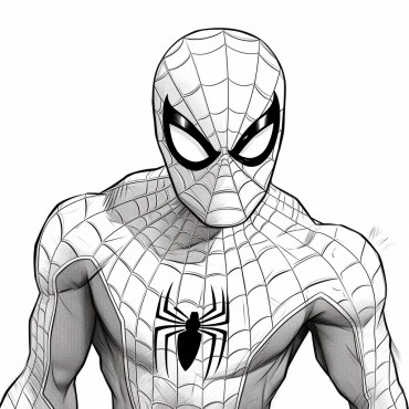 Spiderman closeup coloring Page