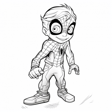 Spiderman Coloring as a Child, little kid coloring Page