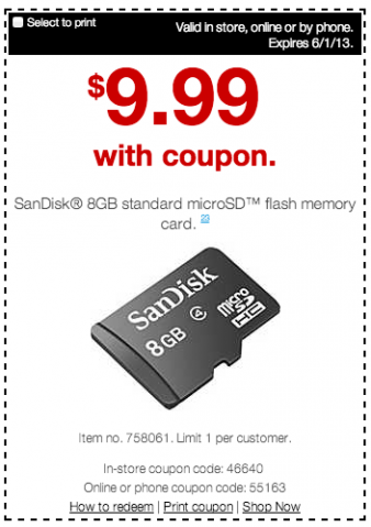 Printable Staples MicroSD Coupon