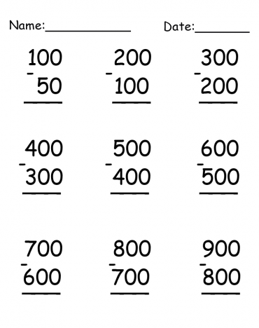 Practice Subtraction Worksheet