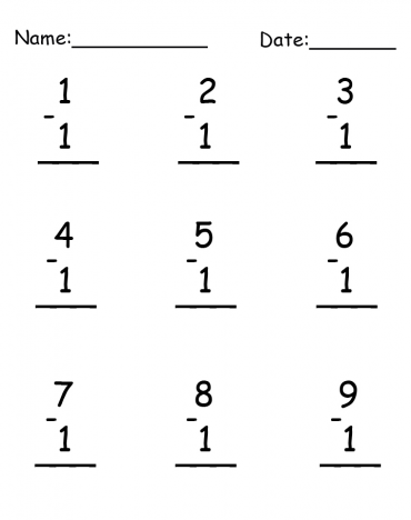 Printable Subtraction Worksheet