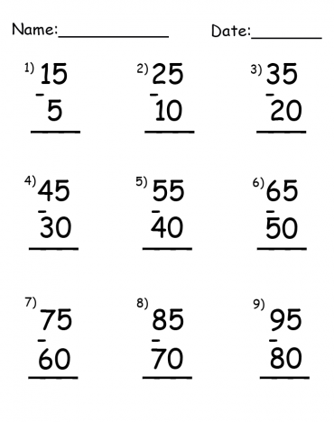 Subtraction Up to 95 Printable Worksheets