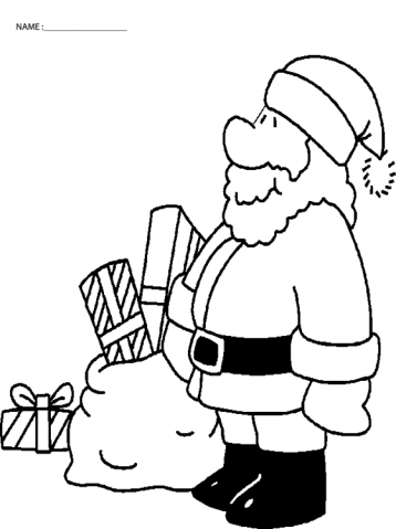 Santa with Gifts Printable Coloring Sheets