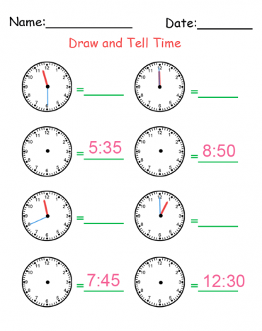 Printable Tell Time Worksheets
