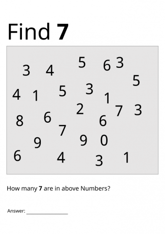 Printable Visual Scanning Worksheet Find 7