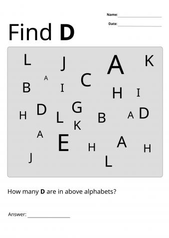 Printable Letter D Visual Scanning Worksheets