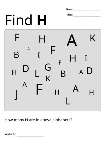 Printable Letter H Visual Scanning Worksheets