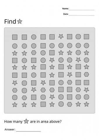 Printable Shape Star Visual Scanning Worksheets