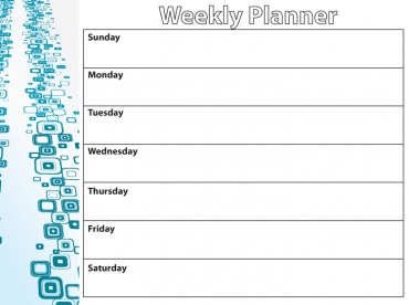 Printable Blue Bubbles Weekly Calendar