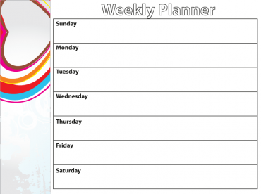 Printable Colored Heart Weekly Calendar