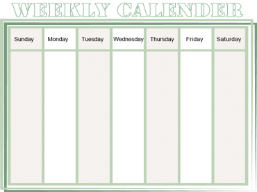 Printable Green Weekly Calendars