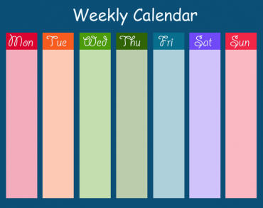 Printable Weekly Multicolor Calendars