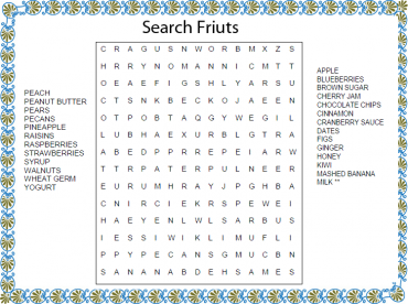Fruit Foods Word Search Puzzles